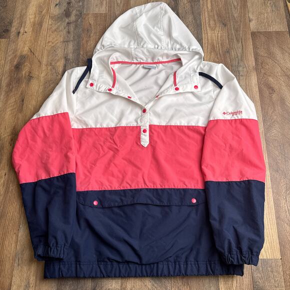 Columbia PFG Harborside‎ Colorblock Windbreaker Jacket Women's Large Hooded 6297 - Picture 1 of 15